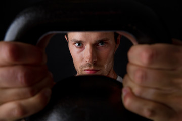 Closeup of kettlebell exercise