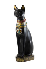 Black egyptian cat figurine isolated
