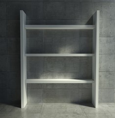 3d modern indoor, empty shelf