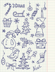 Set of Christmas doodle elements