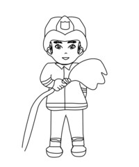 Firefighter in shape on a white background