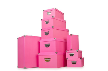 Naklejka premium Pink giftboxes isolated on white