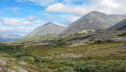 Kuelporr Mount and Marchenko Peak in Khibiny Mountains, Russia