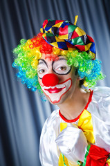 Funny clown in studio shooting