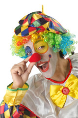 Funny clown on the white