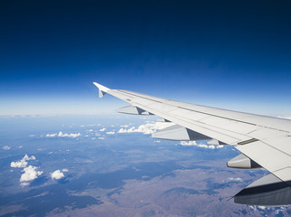 View of jet plane wing