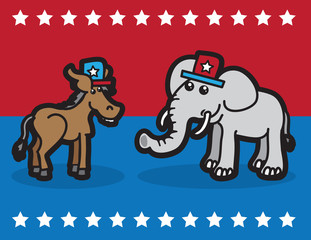 Elephant and Donkey representing political parties