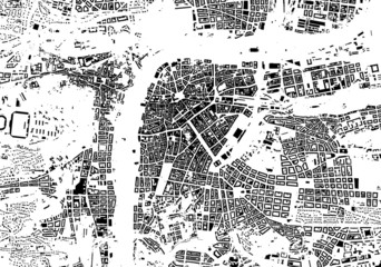 Fototapeta na wymiar Prague black white city plan - street texture