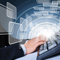 Computer keyboard and social media images