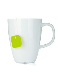 White tea cup with teabag