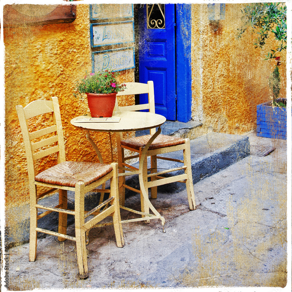 Wall mural traditional greek tavernas. artistic picture