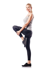 Fototapeta premium Woman doing sports on white