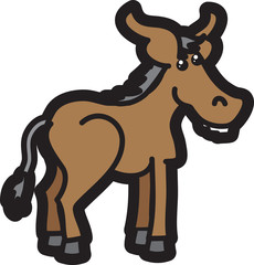 Isolated donkey cartoon character standing