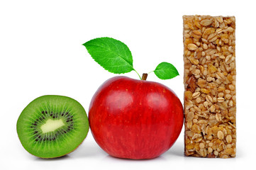 Chocolate Muesli Bars with apple and kiwi