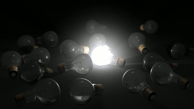 A glowing light bulb.