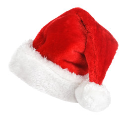 Obraz na płótnie Canvas Santa czerwony kapelusz samodzielnie w białym tle