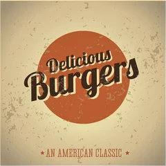 Papier Peint photo autocollant Poster vintage Délicieux burger vintage American Classic