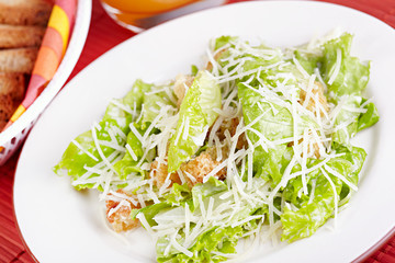 The Caesar salad prepared on the classical recipe
