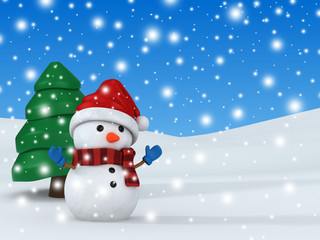 3d render of a snowman