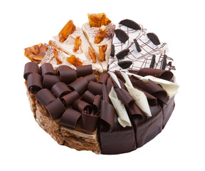 Variety of slice cakes isolated on white background