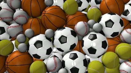 Sport balls filling up spaces. matte included.