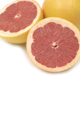 Naklejka na ściany i meble Border of grapefruit cut on white