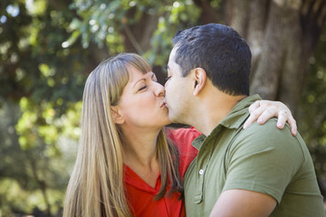 Fototapeta premium Attractive Mixed Race Couple Enjoying A Day At The Park