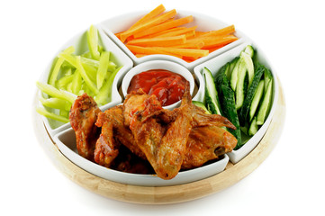 Chicken Wings Platter and Vegetables