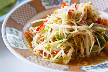 Green papaya salad thai cuisine spicy delicious