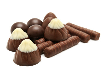 Chocolates isolated on white background