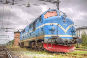An old blue train in Värnamo (HDR)