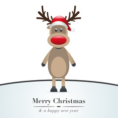 reindeer red nose and santa claus hat