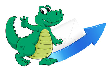 crocodile, arrow and envelop