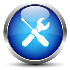 Werkzeug Button Blau ( Schraubenzieher - Schraubenschl&uuml;ssel)