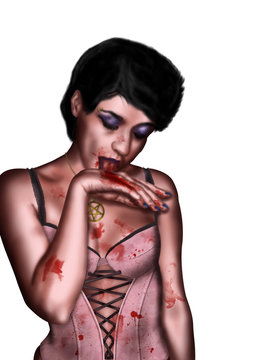 Zombie limpiandose sobre fondo blanco