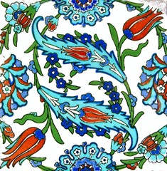 Floral pattern on old Turkish tiles