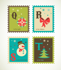 Christmas alphabet with cute xmas icons