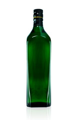 Green empty whiskey bottle