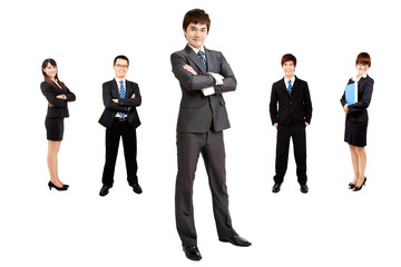 smart asian businessman with business team
