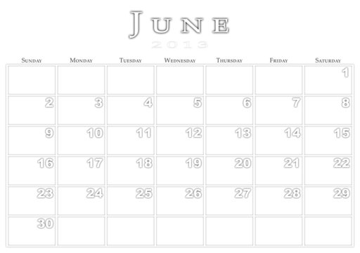 Calendar for 6/2013