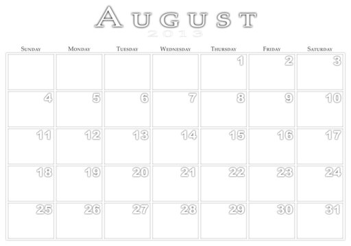 Calendar for 8/2013