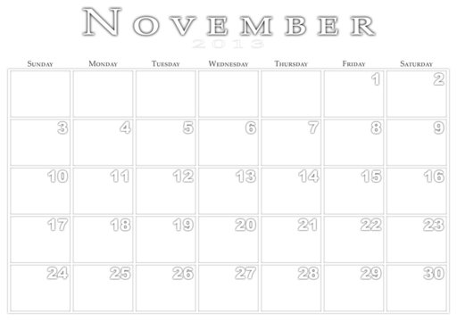 Calendar for 11/2013