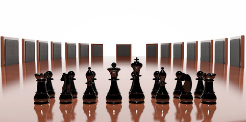 Business conference table with chess game