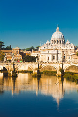 St Peters basilica and river Tiber, Rome - obrazy, fototapety, plakaty