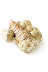 Jerusalem artichoke on a white background