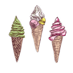 Ice cream colorful collection. Hand drawing