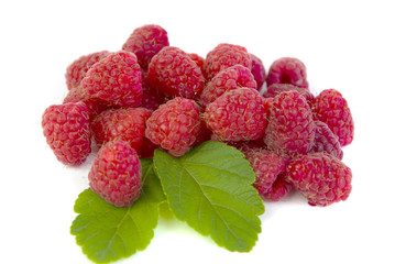 fresh raspberries isolated on white