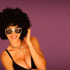 Beautiful woman with black afro