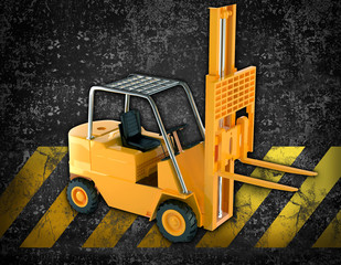Grunge construction background with bulldozer elevator