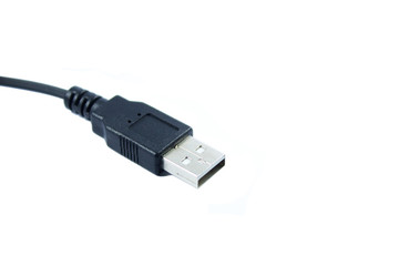 black usb cable on a white background